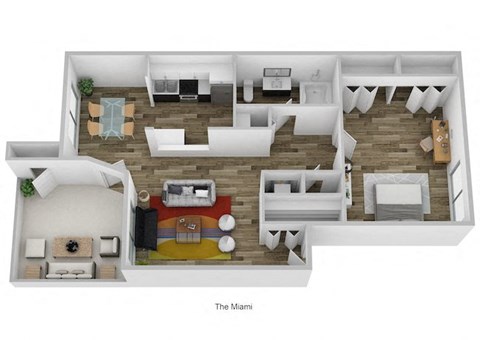 Floor plan for 1 bed, 1 bath, 758 sqft